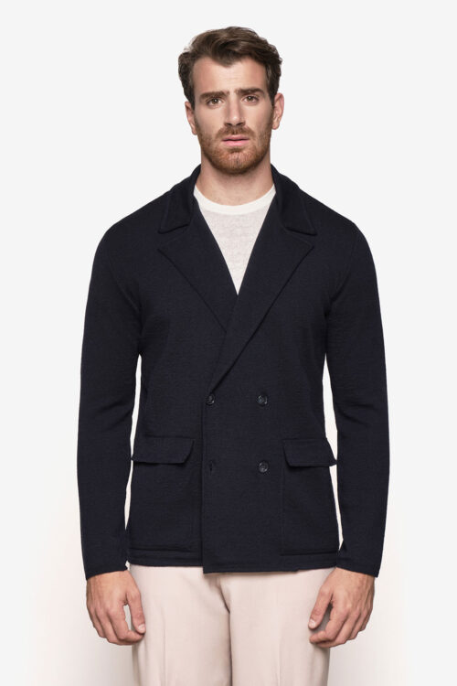 Giacca doppio petto "punto stoffa" - 23AW03M_BLU