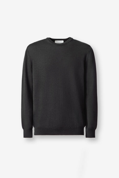 MAGLIONE GIROCOLLO RASATO BLU MANICHE LUNGHE F12